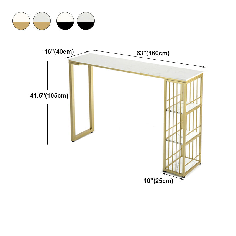 Marble Bistro Table with Rectangle Table Top Double Pedestal Table - 41.3" H Clearhalo 'Bar Furniture' 'Bar Tables' 'bar_tables' 'furn' 'furn_bar_tables' 'Furniture' 'furniture_bar_tables' 'Kitchen & Dining Furniture' 4512958