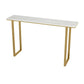 Glam Wood Bar Height Table with Rectangle Table Top Sled Table - 41.3" H White-Gold Faux Marble Clearhalo 'Bar Furniture' 'Bar Tables' 'bar_tables' 'furn' 'furn_bar_tables' 'Furniture' 'furniture_bar_tables' 'Kitchen & Dining Furniture' 4512963