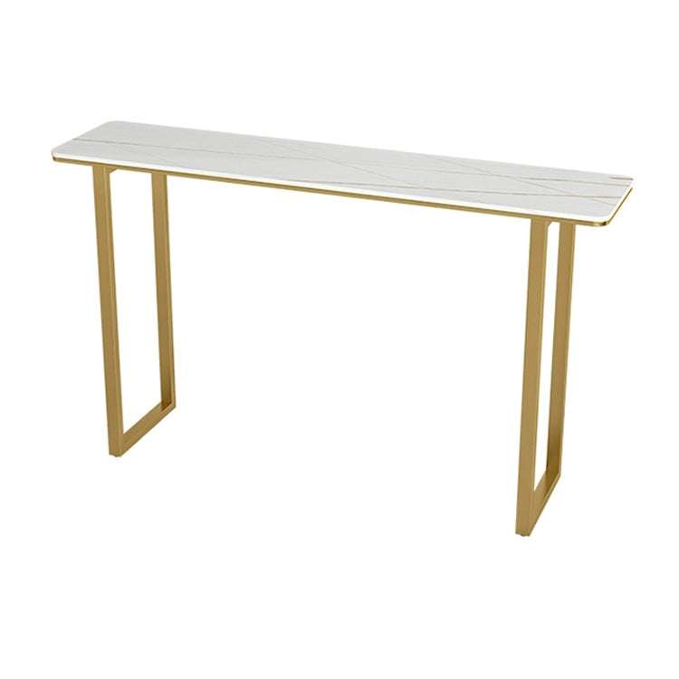 Glam Wood Bar Height Table with Rectangle Table Top Sled Table - 41.3" H White-Gold Faux Marble Clearhalo 'Bar Furniture' 'Bar Tables' 'bar_tables' 'furn' 'furn_bar_tables' 'Furniture' 'furniture_bar_tables' 'Kitchen & Dining Furniture' 4512963