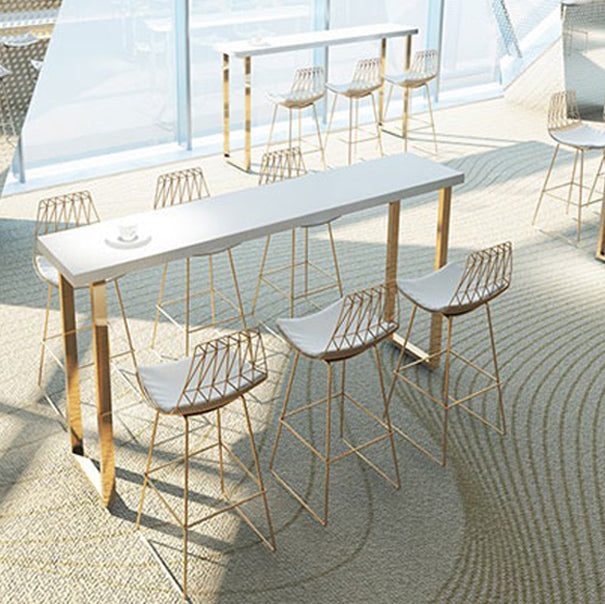 Glam Wood Bar Height Table with Rectangle Table Top Sled Table - 41.3" H Clearhalo 'Bar Furniture' 'Bar Tables' 'bar_tables' 'furn' 'furn_bar_tables' 'Furniture' 'furniture_bar_tables' 'Kitchen & Dining Furniture' 4512966