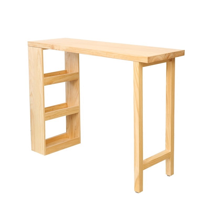 Modern Wood Counter Table with Rectangle Table Top Double Pedestal Table- 41.3" H Natural Without Chairs Clearhalo 'Bar Furniture' 'Bar Tables' 'bar_tables' 'furn' 'furn_bar_tables' 'Furniture' 'furniture_bar_tables' 'Kitchen & Dining Furniture' 4512981
