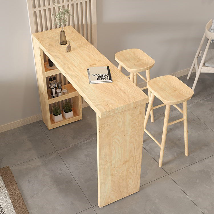 Modern Wood Counter Table with Rectangle Table Top Double Pedestal Table- 41.3" H Clearhalo 'Bar Furniture' 'Bar Tables' 'bar_tables' 'furn' 'furn_bar_tables' 'Furniture' 'furniture_bar_tables' 'Kitchen & Dining Furniture' 4512988