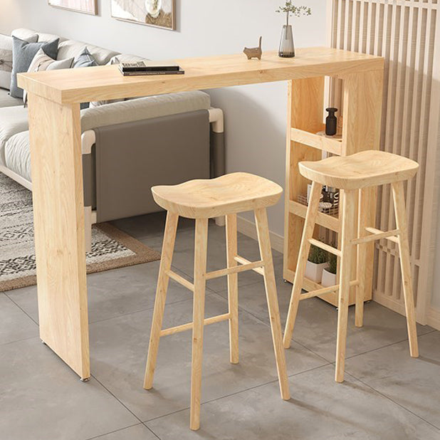 Modern Wood Counter Table with Rectangle Table Top Double Pedestal Table- 41.3" H Clearhalo 'Bar Furniture' 'Bar Tables' 'bar_tables' 'furn' 'furn_bar_tables' 'Furniture' 'furniture_bar_tables' 'Kitchen & Dining Furniture' 4512990
