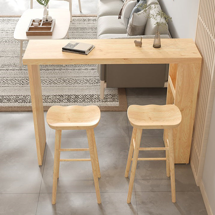 Modern Wood Counter Table with Rectangle Table Top Double Pedestal Table- 41.3" H Clearhalo 'Bar Furniture' 'Bar Tables' 'bar_tables' 'furn' 'furn_bar_tables' 'Furniture' 'furniture_bar_tables' 'Kitchen & Dining Furniture' 4512991