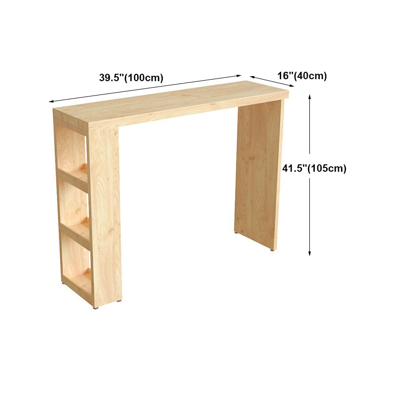 Modern Wood Counter Table with Rectangle Table Top Double Pedestal Table- 41.3" H Clearhalo 'Bar Furniture' 'Bar Tables' 'bar_tables' 'furn' 'furn_bar_tables' 'Furniture' 'furniture_bar_tables' 'Kitchen & Dining Furniture' 4512998