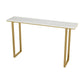 Glam Marble Bistro Table with Rectangle Table Top Sled Table - 41.3" H White-Gold Without Chairs Clearhalo 'Bar Furniture' 'Bar Tables' 'bar_tables' 'furn' 'furn_bar_tables' 'Furniture' 'furniture_bar_tables' 'Kitchen & Dining Furniture' 4513007