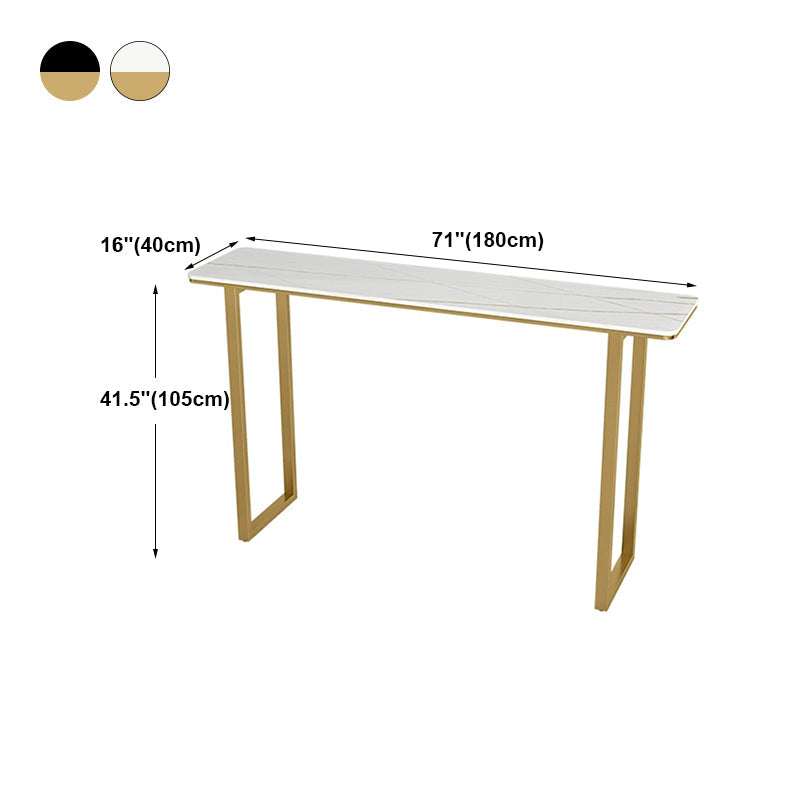 Glam Marble Bistro Table with Rectangle Table Top Sled Table - 41.3" H Clearhalo 'Bar Furniture' 'Bar Tables' 'bar_tables' 'furn' 'furn_bar_tables' 'Furniture' 'furniture_bar_tables' 'Kitchen & Dining Furniture' 4513020