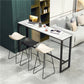 Marble Counter Height Table with Rectangle Table Top Trestle Table - 41.3" H 118.1"L x 15.7"W x 41.3"H White-Black Without Chairs Clearhalo 'Bar Furniture' 'Bar Tables' 'bar_tables' 'furn' 'furn_bar_tables' 'Furniture' 'furniture_bar_tables' 'Kitchen & Dining Furniture' 4513029