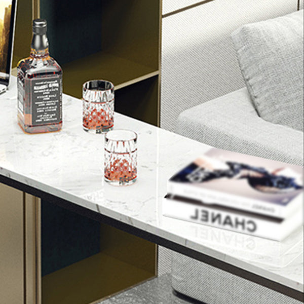 Marble Counter Height Table with Rectangle Table Top Trestle Table - 41.3" H Clearhalo 'Bar Furniture' 'Bar Tables' 'bar_tables' 'furn' 'furn_bar_tables' 'Furniture' 'furniture_bar_tables' 'Kitchen & Dining Furniture' 4513034