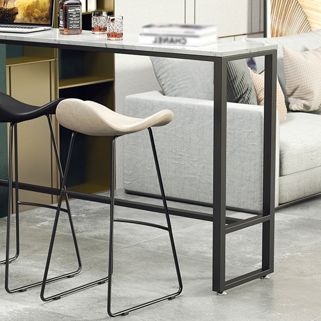 Marble Counter Height Table with Rectangle Table Top Trestle Table - 41.3" H Clearhalo 'Bar Furniture' 'Bar Tables' 'bar_tables' 'furn' 'furn_bar_tables' 'Furniture' 'furniture_bar_tables' 'Kitchen & Dining Furniture' 4513035