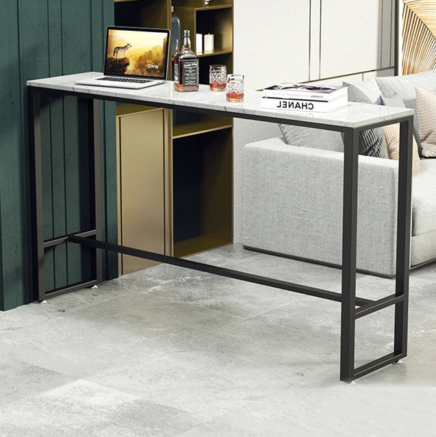 Marble Counter Height Table with Rectangle Table Top Trestle Table - 41.3" H Clearhalo 'Bar Furniture' 'Bar Tables' 'bar_tables' 'furn' 'furn_bar_tables' 'Furniture' 'furniture_bar_tables' 'Kitchen & Dining Furniture' 4513036
