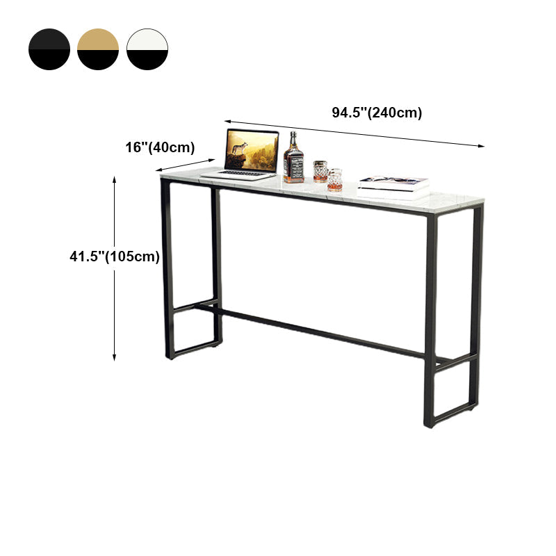 Marble Counter Height Table with Rectangle Table Top Trestle Table - 41.3" H Clearhalo 'Bar Furniture' 'Bar Tables' 'bar_tables' 'furn' 'furn_bar_tables' 'Furniture' 'furniture_bar_tables' 'Kitchen & Dining Furniture' 4513047