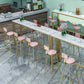 Glam Marble Bistro Bar Table with Rectangle Table Top Trestle Table - 41.3" H , Only Table 110.2"L x 15.7"W x 41.3"H Without Chairs Clearhalo 'Bar Furniture' 'Bar Tables' 'bar_tables' 'furn' 'furn_bar_tables' 'Furniture' 'furniture_bar_tables' 'Kitchen & Dining Furniture' 4513052