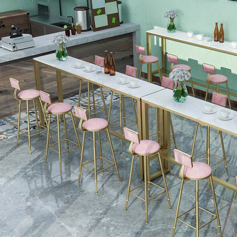 Glam Marble Bistro Bar Table with Rectangle Table Top Trestle Table - 41.3" H , Only Table 110.2"L x 15.7"W x 41.3"H Without Chairs Clearhalo 'Bar Furniture' 'Bar Tables' 'bar_tables' 'furn' 'furn_bar_tables' 'Furniture' 'furniture_bar_tables' 'Kitchen & Dining Furniture' 4513052