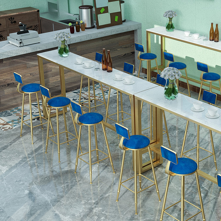 Glam Marble Bistro Bar Table with Rectangle Table Top Trestle Table - 41.3" H , Only Table 94.5"L x 15.7"W x 41.3"H Without Chairs Clearhalo 'Bar Furniture' 'Bar Tables' 'bar_tables' 'furn' 'furn_bar_tables' 'Furniture' 'furniture_bar_tables' 'Kitchen & Dining Furniture' 4513053