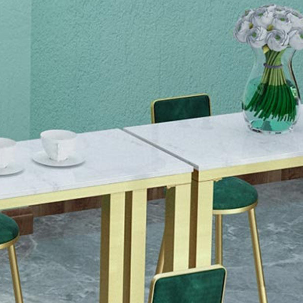 Glam Marble Bistro Bar Table with Rectangle Table Top Trestle Table - 41.3" H , Only Table Clearhalo 'Bar Furniture' 'Bar Tables' 'bar_tables' 'furn' 'furn_bar_tables' 'Furniture' 'furniture_bar_tables' 'Kitchen & Dining Furniture' 4513057