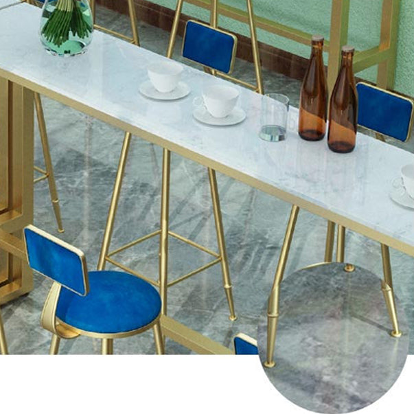 Glam Marble Bistro Bar Table with Rectangle Table Top Trestle Table - 41.3" H , Only Table Clearhalo 'Bar Furniture' 'Bar Tables' 'bar_tables' 'furn' 'furn_bar_tables' 'Furniture' 'furniture_bar_tables' 'Kitchen & Dining Furniture' 4513058