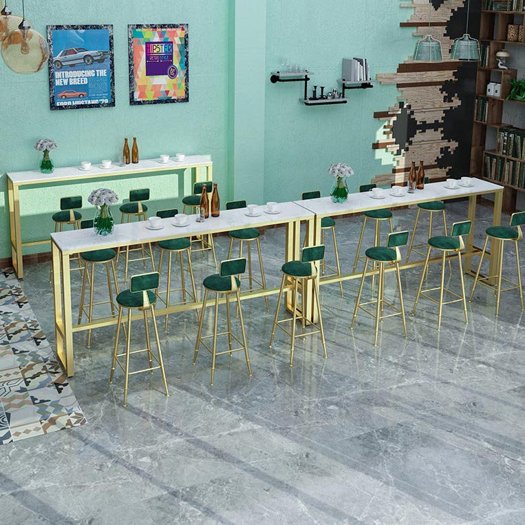 Glam Marble Bistro Bar Table with Rectangle Table Top Trestle Table - 41.3" H , Only Table Clearhalo 'Bar Furniture' 'Bar Tables' 'bar_tables' 'furn' 'furn_bar_tables' 'Furniture' 'furniture_bar_tables' 'Kitchen & Dining Furniture' 4513060