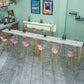 Glam Marble Bistro Bar Table with Rectangle Table Top Trestle Table - 41.3" H , Only Table Clearhalo 'Bar Furniture' 'Bar Tables' 'bar_tables' 'furn' 'furn_bar_tables' 'Furniture' 'furniture_bar_tables' 'Kitchen & Dining Furniture' 4513062