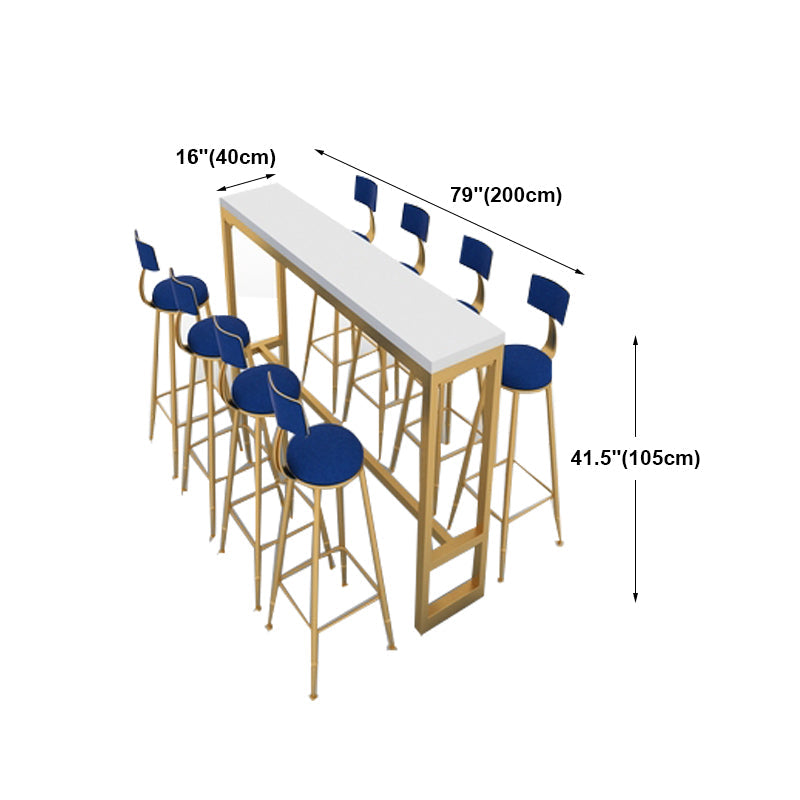 Glam Marble Bistro Bar Table with Rectangle Table Top Trestle Table - 41.3" H , Only Table Clearhalo 'Bar Furniture' 'Bar Tables' 'bar_tables' 'furn' 'furn_bar_tables' 'Furniture' 'furniture_bar_tables' 'Kitchen & Dining Furniture' 4513068