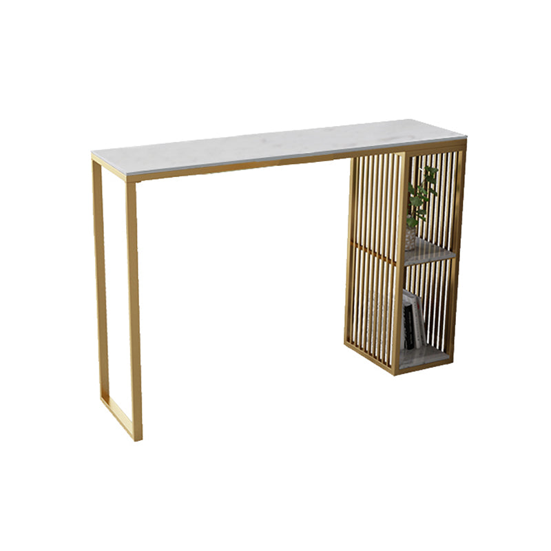 White Modern Style Rectangle Table in Faux Marble and Metal Bar Table for Living Room Gold Without Chairs Clearhalo 'Bar Furniture' 'Bar Tables' 'bar_tables' 'furn' 'furn_bar_tables' 'Furniture' 'furniture_bar_tables' 'Kitchen & Dining Furniture' 4513075