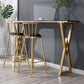 Glam Marble Bar Table with Rectangle Table Top Double Pedestal Table - 41.3" H Clearhalo 'Bar Furniture' 'Bar Tables' 'bar_tables' 'furn' 'furn_bar_tables' 'Furniture' 'furniture_bar_tables' 'Kitchen & Dining Furniture' 4513091