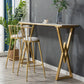 Glam Marble Bar Table with Rectangle Table Top Double Pedestal Table - 41.3" H Clearhalo 'Bar Furniture' 'Bar Tables' 'bar_tables' 'furn' 'furn_bar_tables' 'Furniture' 'furniture_bar_tables' 'Kitchen & Dining Furniture' 4513098