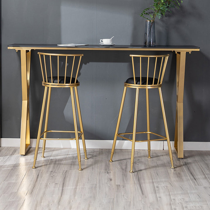 Glam Marble Bar Table with Rectangle Table Top Double Pedestal Table - 41.3" H Clearhalo 'Bar Furniture' 'Bar Tables' 'bar_tables' 'furn' 'furn_bar_tables' 'Furniture' 'furniture_bar_tables' 'Kitchen & Dining Furniture' 4513099