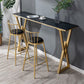 Glam Marble Bar Table with Rectangle Table Top Double Pedestal Table - 41.3" H Clearhalo 'Bar Furniture' 'Bar Tables' 'bar_tables' 'furn' 'furn_bar_tables' 'Furniture' 'furniture_bar_tables' 'Kitchen & Dining Furniture' 4513101