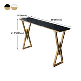 Glam Marble Bar Table with Rectangle Table Top Double Pedestal Table - 41.3" H Clearhalo 'Bar Furniture' 'Bar Tables' 'bar_tables' 'furn' 'furn_bar_tables' 'Furniture' 'furniture_bar_tables' 'Kitchen & Dining Furniture' 4513105