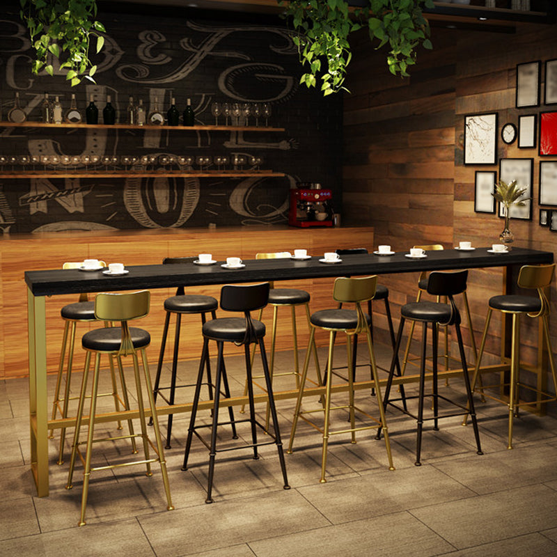 Brown Glam Style Bar Table in Iron and Wood Bar Indoor Bar Counter , Only Table 102.4"L x 15.7"W x 41.3"H Without Chairs Clearhalo 'Bar Furniture' 'Bar Tables' 'bar_tables' 'furn' 'furn_bar_tables' 'Furniture' 'furniture_bar_tables' 'Kitchen & Dining Furniture' 4513109