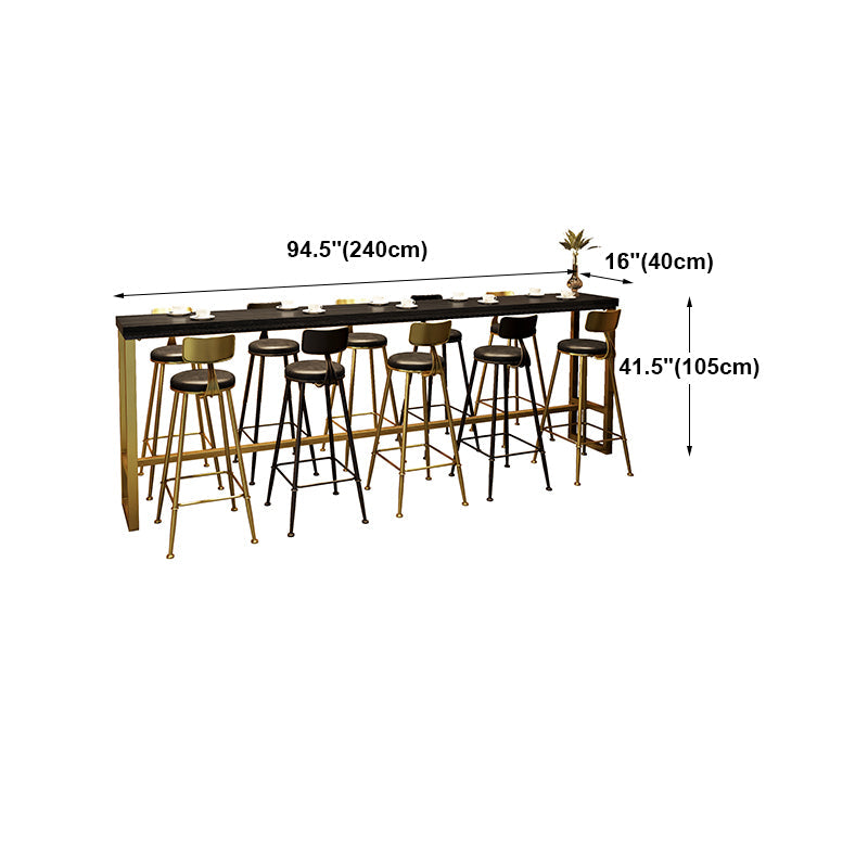 Brown Glam Style Bar Table in Iron and Wood Bar Indoor Bar Counter , Only Table Clearhalo 'Bar Furniture' 'Bar Tables' 'bar_tables' 'furn' 'furn_bar_tables' 'Furniture' 'furniture_bar_tables' 'Kitchen & Dining Furniture' 4513118