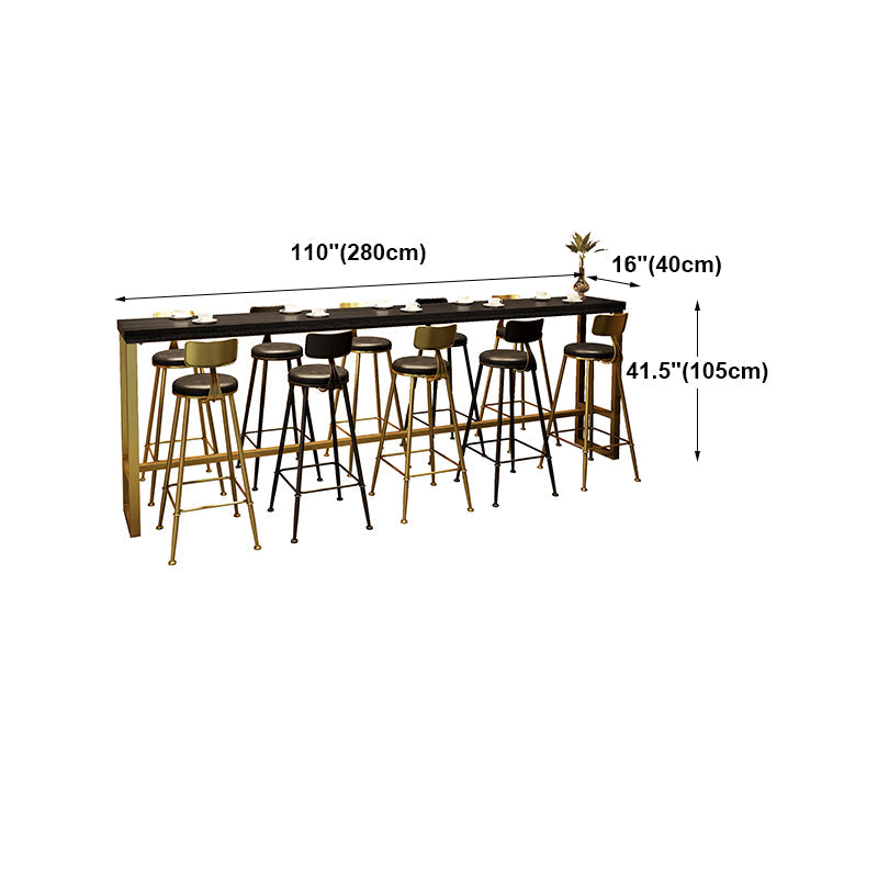 Brown Glam Style Bar Table in Iron and Wood Bar Indoor Bar Counter , Only Table Clearhalo 'Bar Furniture' 'Bar Tables' 'bar_tables' 'furn' 'furn_bar_tables' 'Furniture' 'furniture_bar_tables' 'Kitchen & Dining Furniture' 4513121