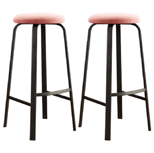 Modern Armless Backrest Counter Stool Iron Living Room Bar Stool with Cushion and Pedal Pink 2 Piece Set Clearhalo 'Bar Furniture' 'Bar Stools' 'bar_stools' 'furn' 'furn_bar_stools' 'furniture_bar_stools' 'Kitchen & Dining Furniture' 'kitchen&dining_furn' 'kitchen' 'kitchen_furn' Furniture' 4513124