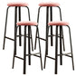 Modern Armless Backrest Counter Stool Iron Living Room Bar Stool with Cushion and Pedal Pink 4 Piece Set Clearhalo 'Bar Furniture' 'Bar Stools' 'bar_stools' 'furn' 'furn_bar_stools' 'furniture_bar_stools' 'Kitchen & Dining Furniture' 'kitchen&dining_furn' 'kitchen' 'kitchen_furn' Furniture' 4513127