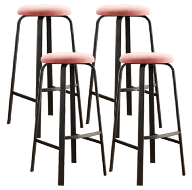 Modern Armless Backrest Counter Stool Iron Living Room Bar Stool with Cushion and Pedal Pink 4 Piece Set Clearhalo 'Bar Furniture' 'Bar Stools' 'bar_stools' 'furn' 'furn_bar_stools' 'furniture_bar_stools' 'Kitchen & Dining Furniture' 'kitchen&dining_furn' 'kitchen' 'kitchen_furn' Furniture' 4513127