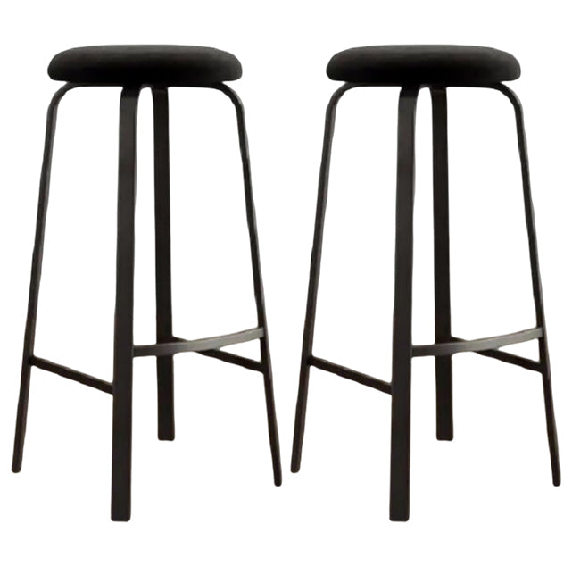Modern Armless Backrest Counter Stool Iron Living Room Bar Stool with Cushion and Pedal Black 2 Piece Set Clearhalo 'Bar Furniture' 'Bar Stools' 'bar_stools' 'furn' 'furn_bar_stools' 'furniture_bar_stools' 'Kitchen & Dining Furniture' 'kitchen&dining_furn' 'kitchen' 'kitchen_furn' Furniture' 4513130