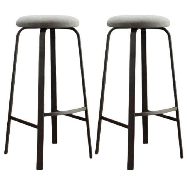 Modern Armless Backrest Counter Stool Iron Living Room Bar Stool with Cushion and Pedal Light Gray 2 Piece Set Clearhalo 'Bar Furniture' 'Bar Stools' 'bar_stools' 'furn' 'furn_bar_stools' 'furniture_bar_stools' 'Kitchen & Dining Furniture' 'kitchen&dining_furn' 'kitchen' 'kitchen_furn' Furniture' 4513134