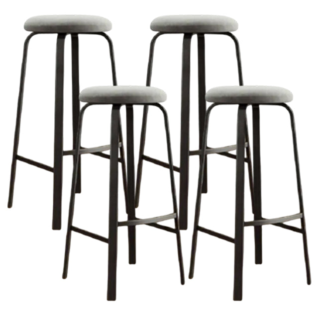 Modern Armless Backrest Counter Stool Iron Living Room Bar Stool with Cushion and Pedal Light Gray 4 Piece Set Clearhalo 'Bar Furniture' 'Bar Stools' 'bar_stools' 'furn' 'furn_bar_stools' 'furniture_bar_stools' 'Kitchen & Dining Furniture' 'kitchen&dining_furn' 'kitchen' 'kitchen_furn' Furniture' 4513135