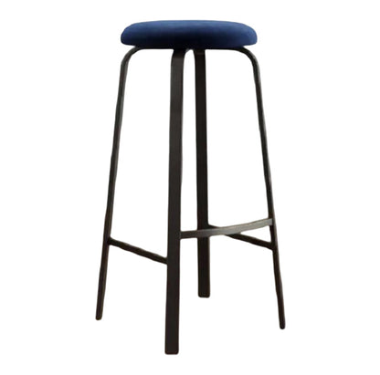 Modern Armless Backrest Counter Stool Iron Living Room Bar Stool with Cushion and Pedal Royal Blue 1 Piece Clearhalo 'Bar Furniture' 'Bar Stools' 'bar_stools' 'furn' 'furn_bar_stools' 'furniture_bar_stools' 'Kitchen & Dining Furniture' 'kitchen&dining_furn' 'kitchen' 'kitchen_furn' Furniture' 4513136