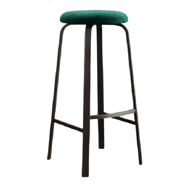 Modern Armless Backrest Counter Stool Iron Living Room Bar Stool with Cushion and Pedal Dark Green 1 Piece Clearhalo 'Bar Furniture' 'Bar Stools' 'bar_stools' 'furn' 'furn_bar_stools' 'furniture_bar_stools' 'Kitchen & Dining Furniture' 'kitchen&dining_furn' 'kitchen' 'kitchen_furn' Furniture' 4513139