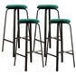 Modern Armless Backrest Counter Stool Iron Living Room Bar Stool with Cushion and Pedal Dark Green 4 Piece Set Clearhalo 'Bar Furniture' 'Bar Stools' 'bar_stools' 'furn' 'furn_bar_stools' 'furniture_bar_stools' 'Kitchen & Dining Furniture' 'kitchen&dining_furn' 'kitchen' 'kitchen_furn' Furniture' 4513141