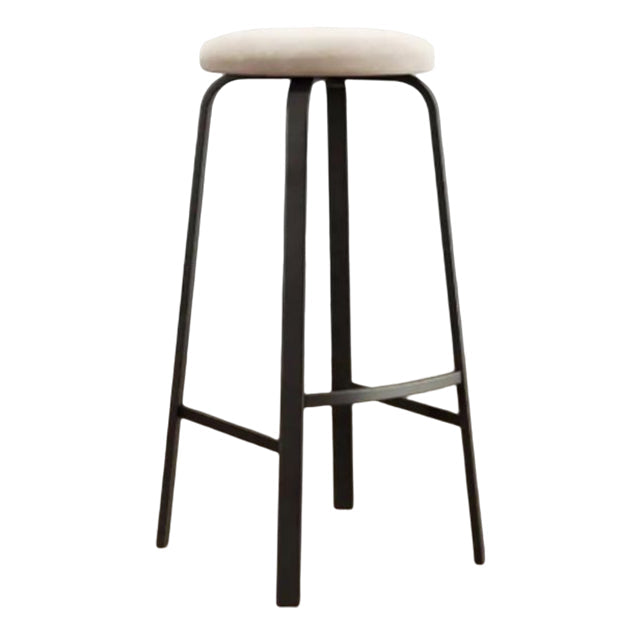 Modern Armless Backrest Counter Stool Iron Living Room Bar Stool with Cushion and Pedal Off-White 1 Piece Clearhalo 'Bar Furniture' 'Bar Stools' 'bar_stools' 'furn' 'furn_bar_stools' 'furniture_bar_stools' 'Kitchen & Dining Furniture' 'kitchen&dining_furn' 'kitchen' 'kitchen_furn' Furniture' 4513142