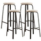 Modern Armless Backrest Counter Stool Iron Living Room Bar Stool with Cushion and Pedal Off-White 4 Piece Set Clearhalo 'Bar Furniture' 'Bar Stools' 'bar_stools' 'furn' 'furn_bar_stools' 'furniture_bar_stools' 'Kitchen & Dining Furniture' 'kitchen&dining_furn' 'kitchen' 'kitchen_furn' Furniture' 4513144