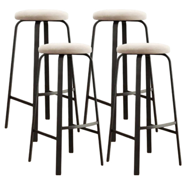 Modern Armless Backrest Counter Stool Iron Living Room Bar Stool with Cushion and Pedal Off-White 4 Piece Set Clearhalo 'Bar Furniture' 'Bar Stools' 'bar_stools' 'furn' 'furn_bar_stools' 'furniture_bar_stools' 'Kitchen & Dining Furniture' 'kitchen&dining_furn' 'kitchen' 'kitchen_furn' Furniture' 4513144