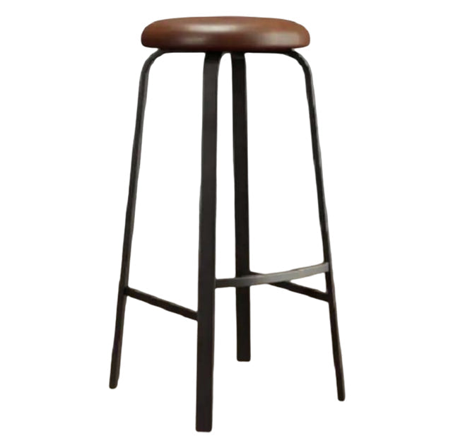 Modern Armless Backrest Counter Stool Iron Living Room Bar Stool with Cushion and Pedal Brown 1 Piece Clearhalo 'Bar Furniture' 'Bar Stools' 'bar_stools' 'furn' 'furn_bar_stools' 'furniture_bar_stools' 'Kitchen & Dining Furniture' 'kitchen&dining_furn' 'kitchen' 'kitchen_furn' Furniture' 4513145