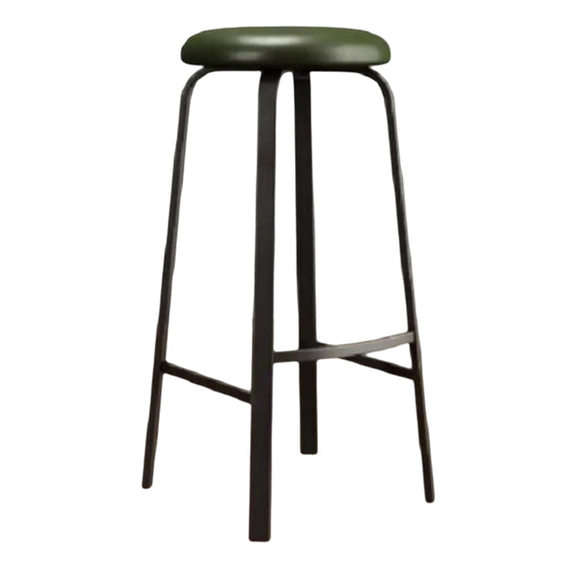 Modern Armless Backrest Counter Stool Iron Living Room Bar Stool with Cushion and Pedal Green 1 Piece Clearhalo 'Bar Furniture' 'Bar Stools' 'bar_stools' 'furn' 'furn_bar_stools' 'furniture_bar_stools' 'Kitchen & Dining Furniture' 'kitchen&dining_furn' 'kitchen' 'kitchen_furn' Furniture' 4513148
