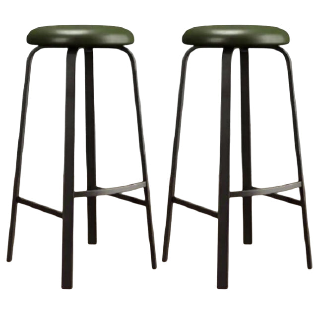 Modern Armless Backrest Counter Stool Iron Living Room Bar Stool with Cushion and Pedal Green 2 Piece Set Clearhalo 'Bar Furniture' 'Bar Stools' 'bar_stools' 'furn' 'furn_bar_stools' 'furniture_bar_stools' 'Kitchen & Dining Furniture' 'kitchen&dining_furn' 'kitchen' 'kitchen_furn' Furniture' 4513149