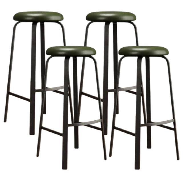 Modern Armless Backrest Counter Stool Iron Living Room Bar Stool with Cushion and Pedal Green 4 Piece Set Clearhalo 'Bar Furniture' 'Bar Stools' 'bar_stools' 'furn' 'furn_bar_stools' 'furniture_bar_stools' 'Kitchen & Dining Furniture' 'kitchen&dining_furn' 'kitchen' 'kitchen_furn' Furniture' 4513150