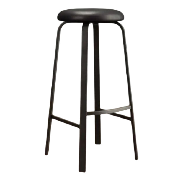 Modern Armless Backrest Counter Stool Iron Living Room Bar Stool with Cushion and Pedal Gloss Black 1 Piece Clearhalo 'Bar Furniture' 'Bar Stools' 'bar_stools' 'furn' 'furn_bar_stools' 'furniture_bar_stools' 'Kitchen & Dining Furniture' 'kitchen&dining_furn' 'kitchen' 'kitchen_furn' Furniture' 4513151